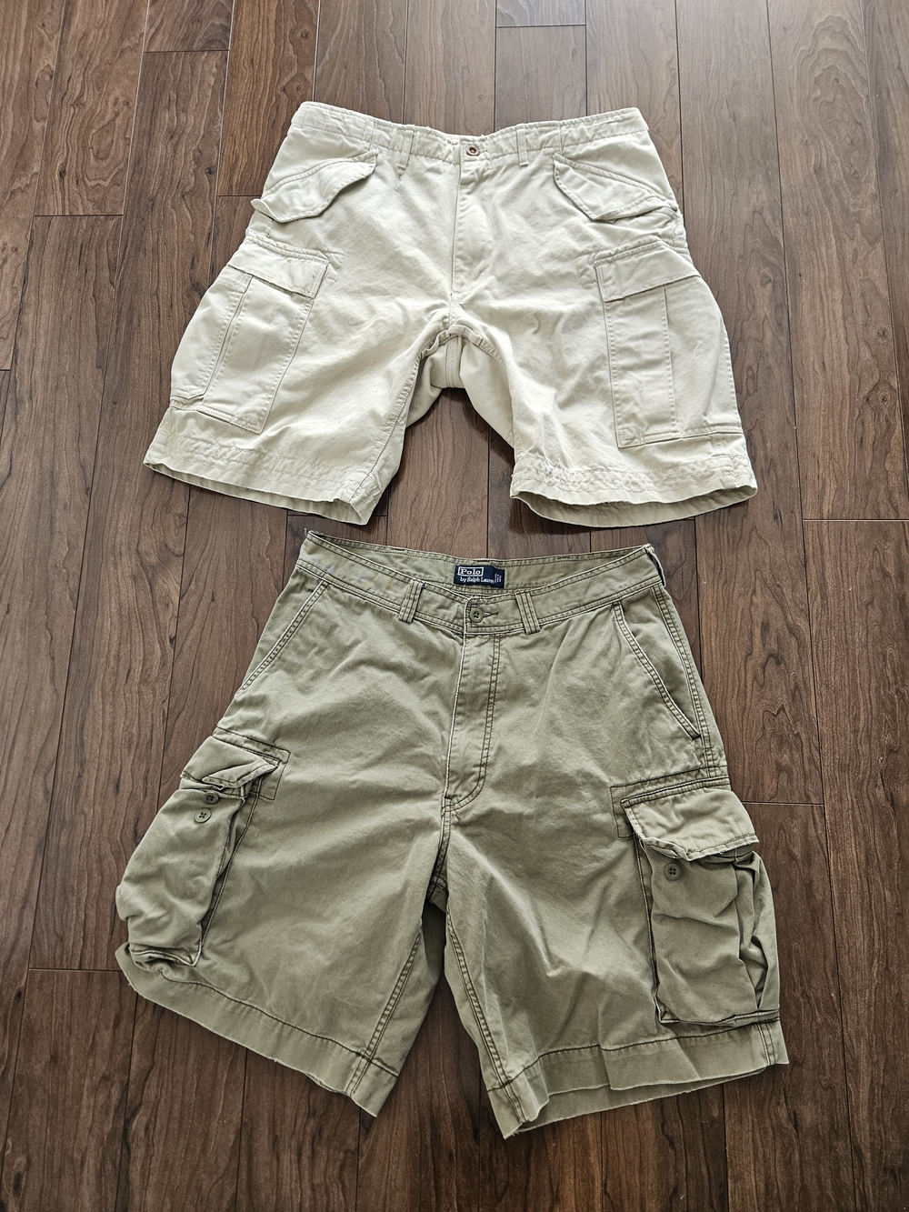 Vintage Polo Ralph Lauren Chino Cargo Shorts Mens 35 Light Khaki and Olive